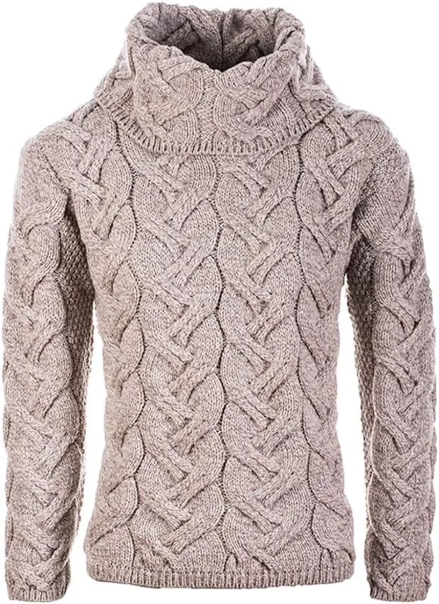 Supersoft Irish Merino Wool Chunky Cable Knit Cowl Sweater for Women Made in Ireland