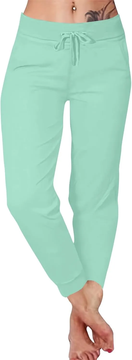 Sweatpants for Women Petite Cinch Bottom Drawstring Elastic Waist Athletic Yoga Joggers Lounge Pants with Pockets