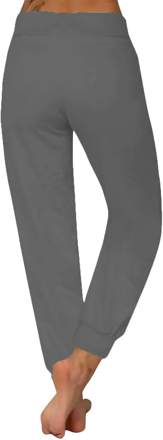 Sweatpants for Women Petite Cinch Bottom Drawstring Elastic Waist Athletic Yoga Joggers Lounge Pants with Pockets