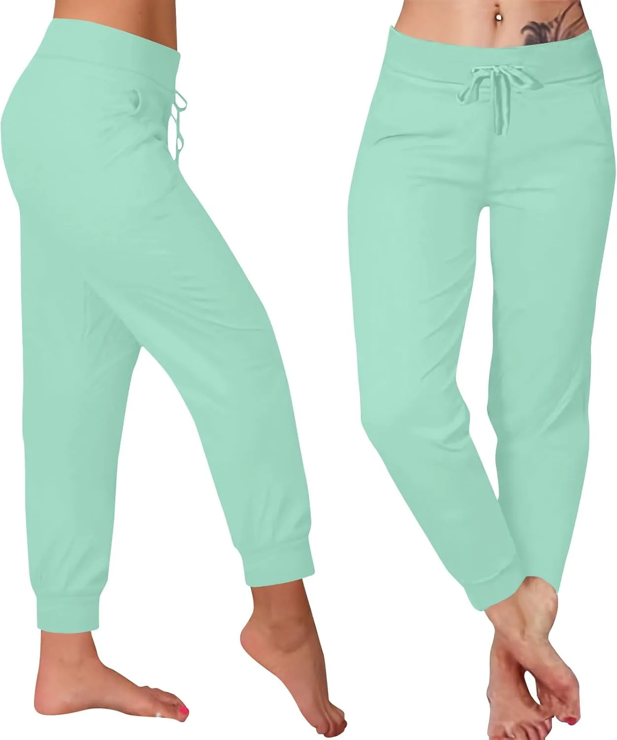 Sweatpants for Women Petite Cinch Bottom Drawstring Elastic Waist Athletic Yoga Joggers Lounge Pants with Pockets