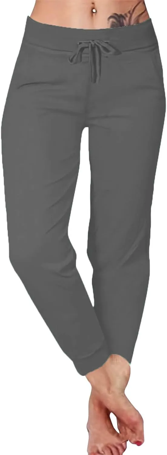 Sweatpants for Women Petite Cinch Bottom Drawstring Elastic Waist Athletic Yoga Joggers Lounge Pants with Pockets