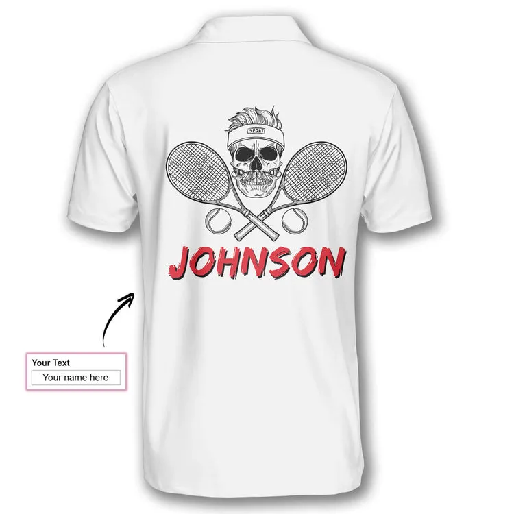 Tennis Skull Argyle Pattern Customized Name 3D All Over Printed Polo Shirt