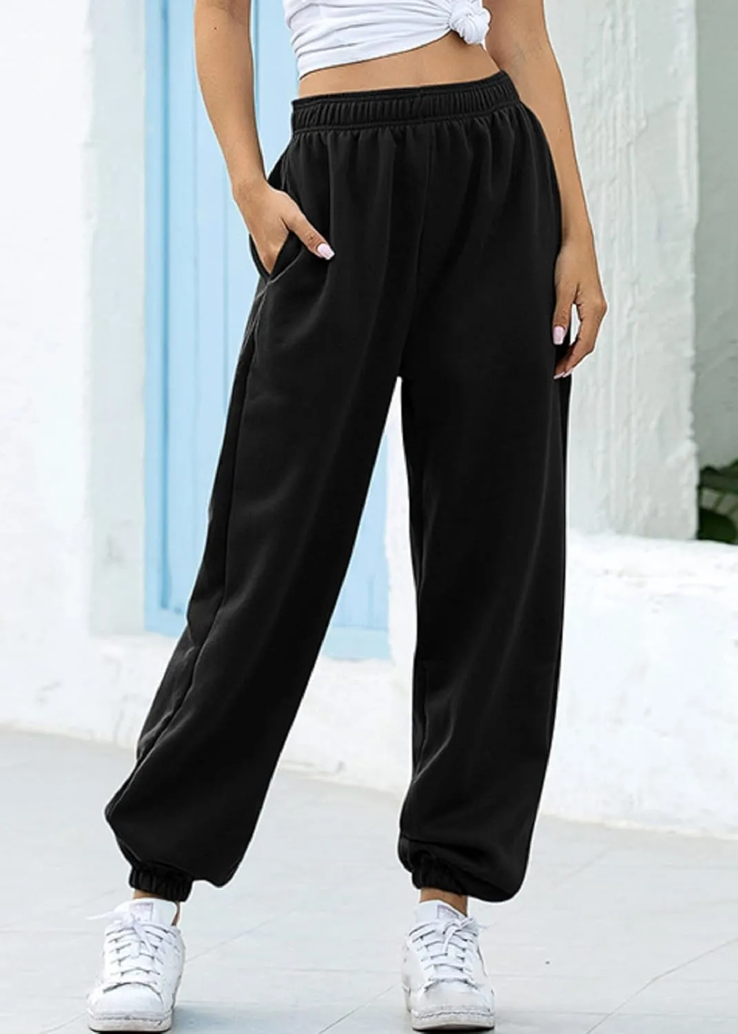 TSMNZMU Womens Cinch Bottom Sweatpants Fit Lounge Trousers with Pockets High Waist Jogger Pants for Gym Sporty Athletic