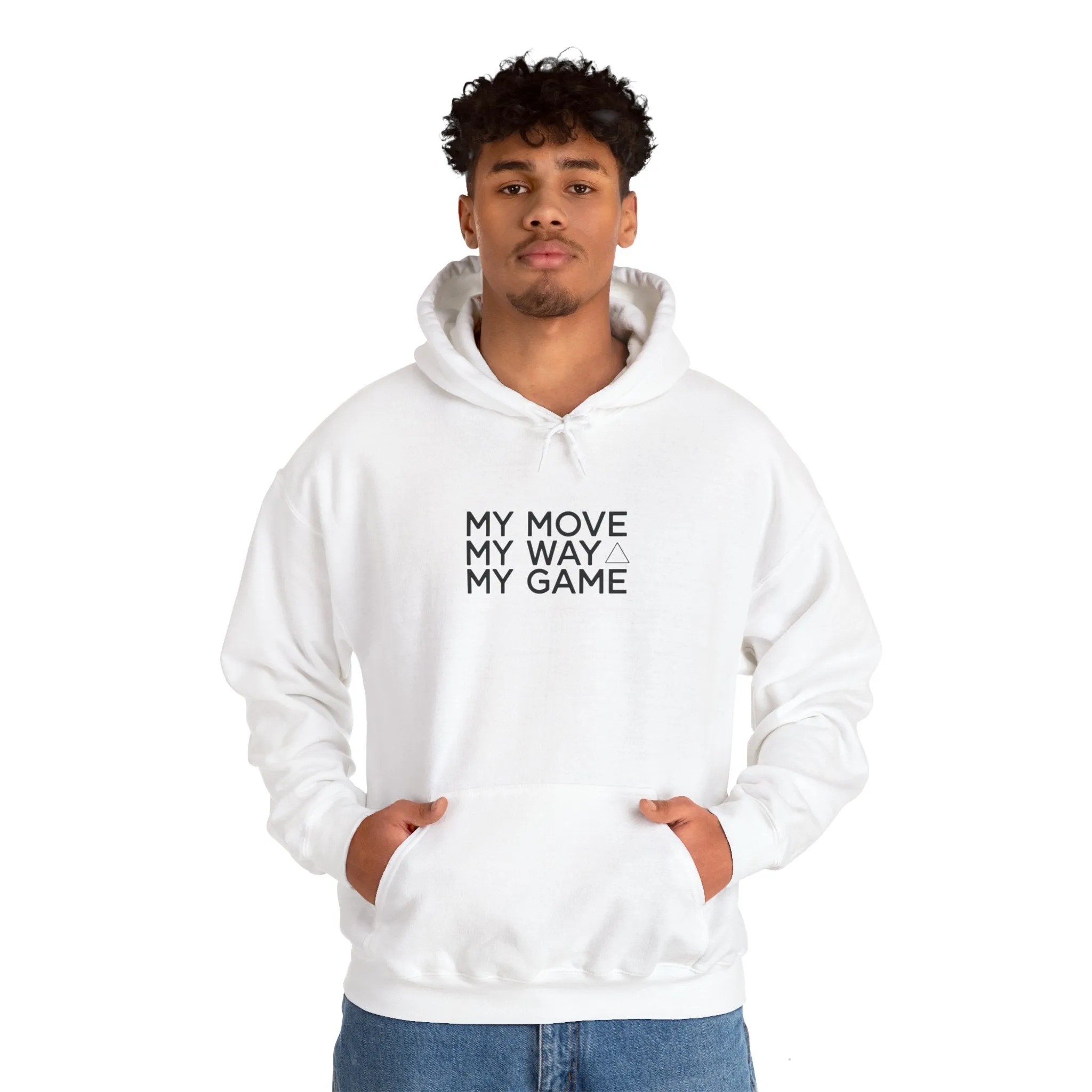 Unisex Black & White Hoodie - Empowering Streetwear 'My Move, My Way, My Game' Sweatshirt for Confidence, Self-Expression & Casual Wear