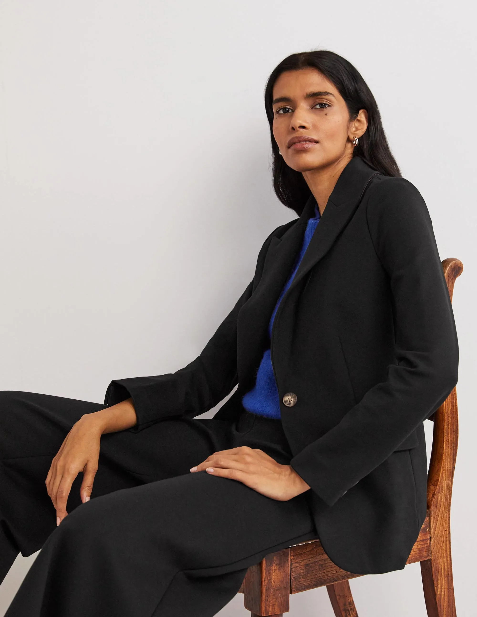 Unlined Jersey Blazer-Black