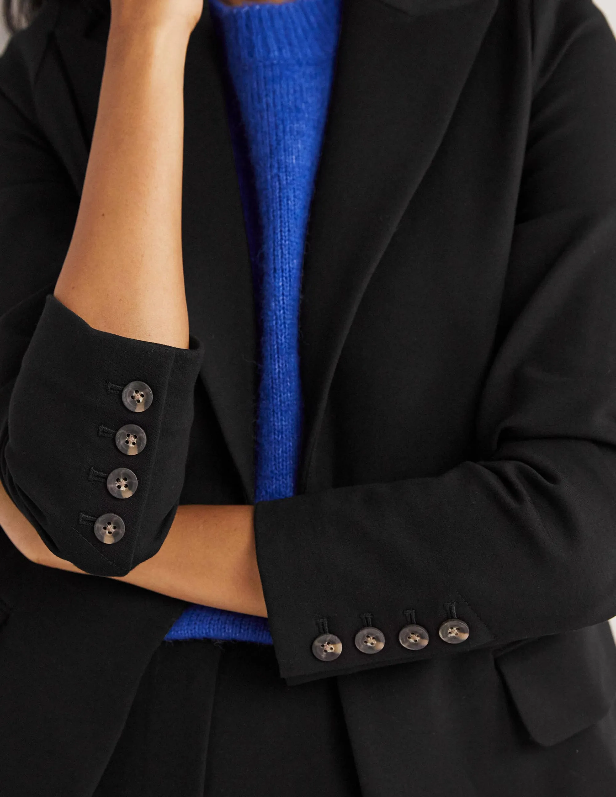 Unlined Jersey Blazer-Black