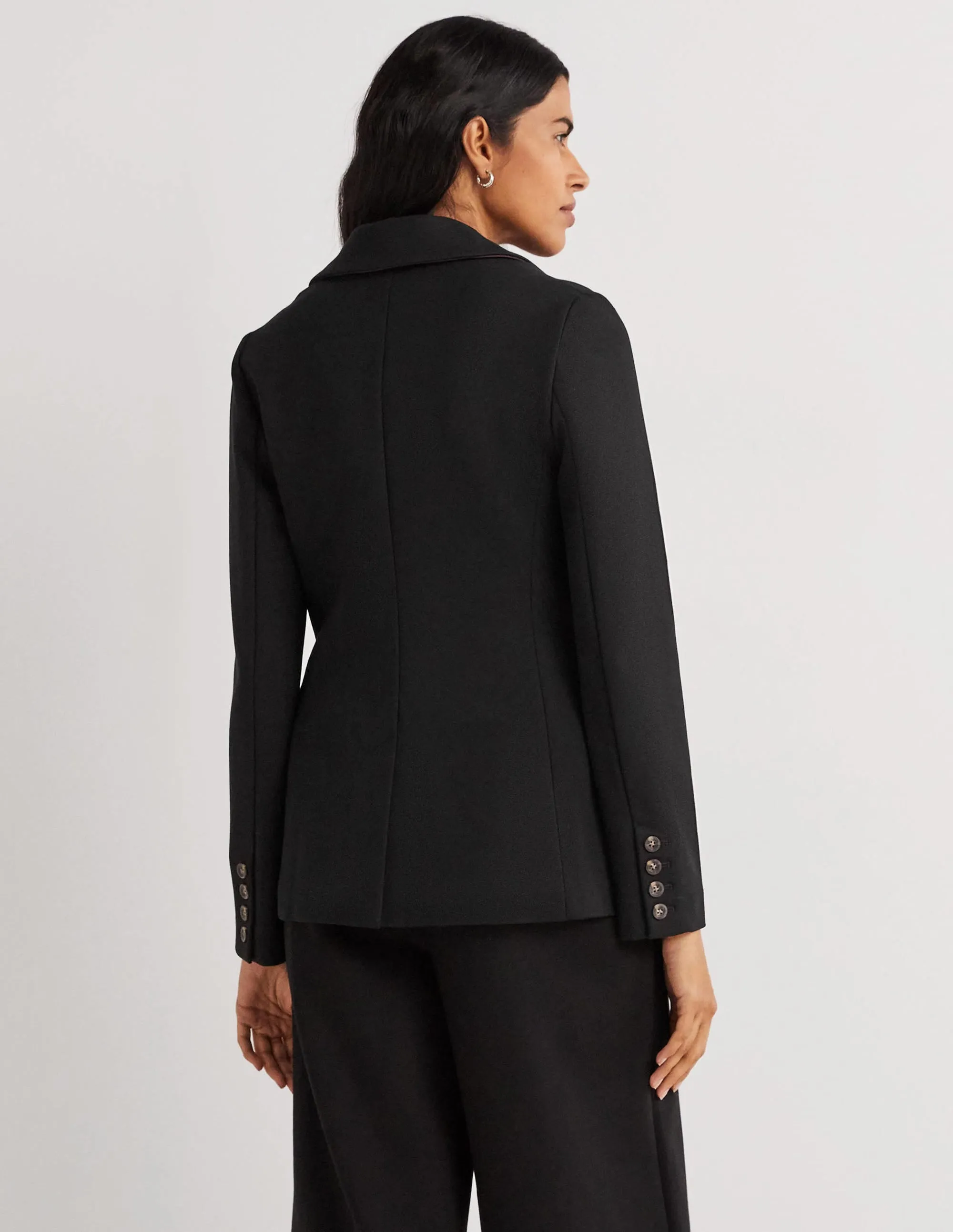 Unlined Jersey Blazer-Black