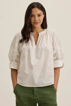 Velvet Laria Embroidered Cotton Top - White