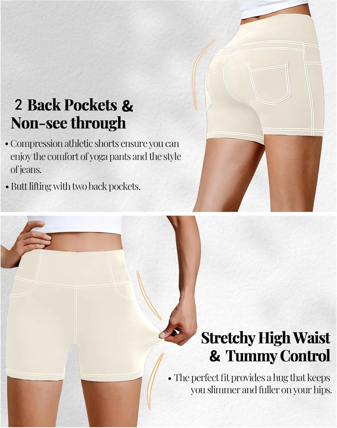 VOOVEEYA 5"/8" High Waisted Yoga Biker Shorts with Pockets for Women - Butt Lifting Workout Spandex Booty Gym Shorts