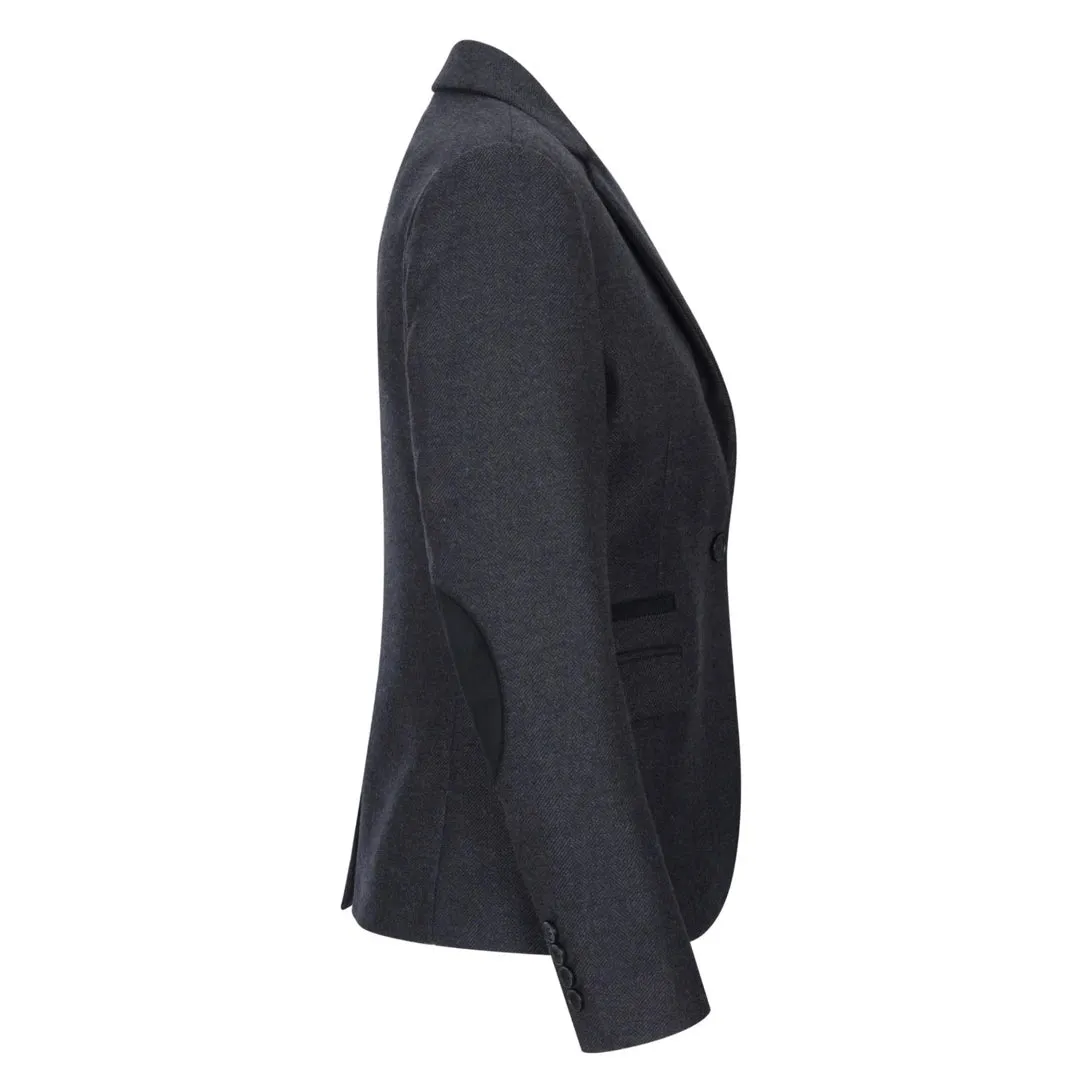 Women Black Blazer Waistcoat Tweed Herringbone Wool Classic 1920s
