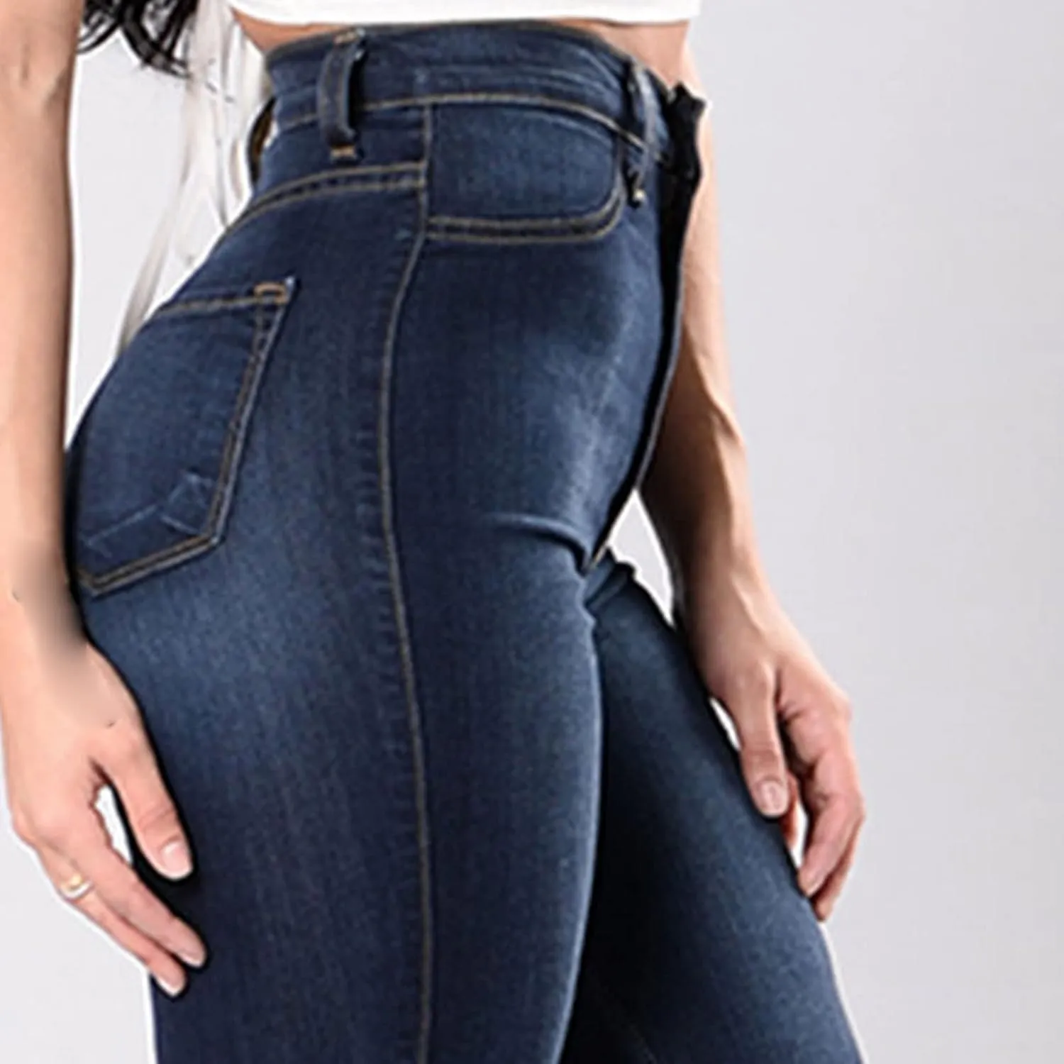 Women's Embroidered Stretch Jeans Rose Flower Slim Skinny Trousers Chic Floral High-Rise Bell Bottom Flare Jeans