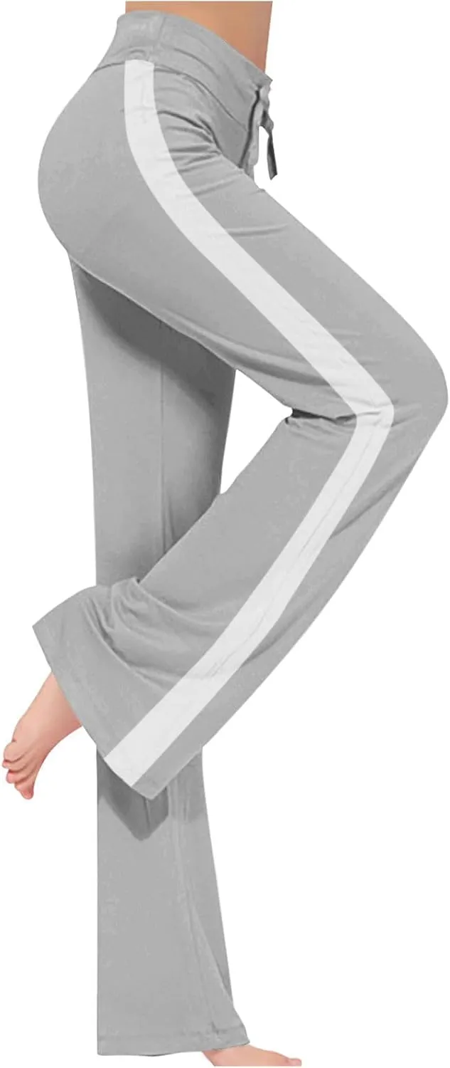 Women's Modal Sweatpant Yoga Leggings Side Striped High Waist Stretch Slim Comfy Jogger Sport Workout Trousers