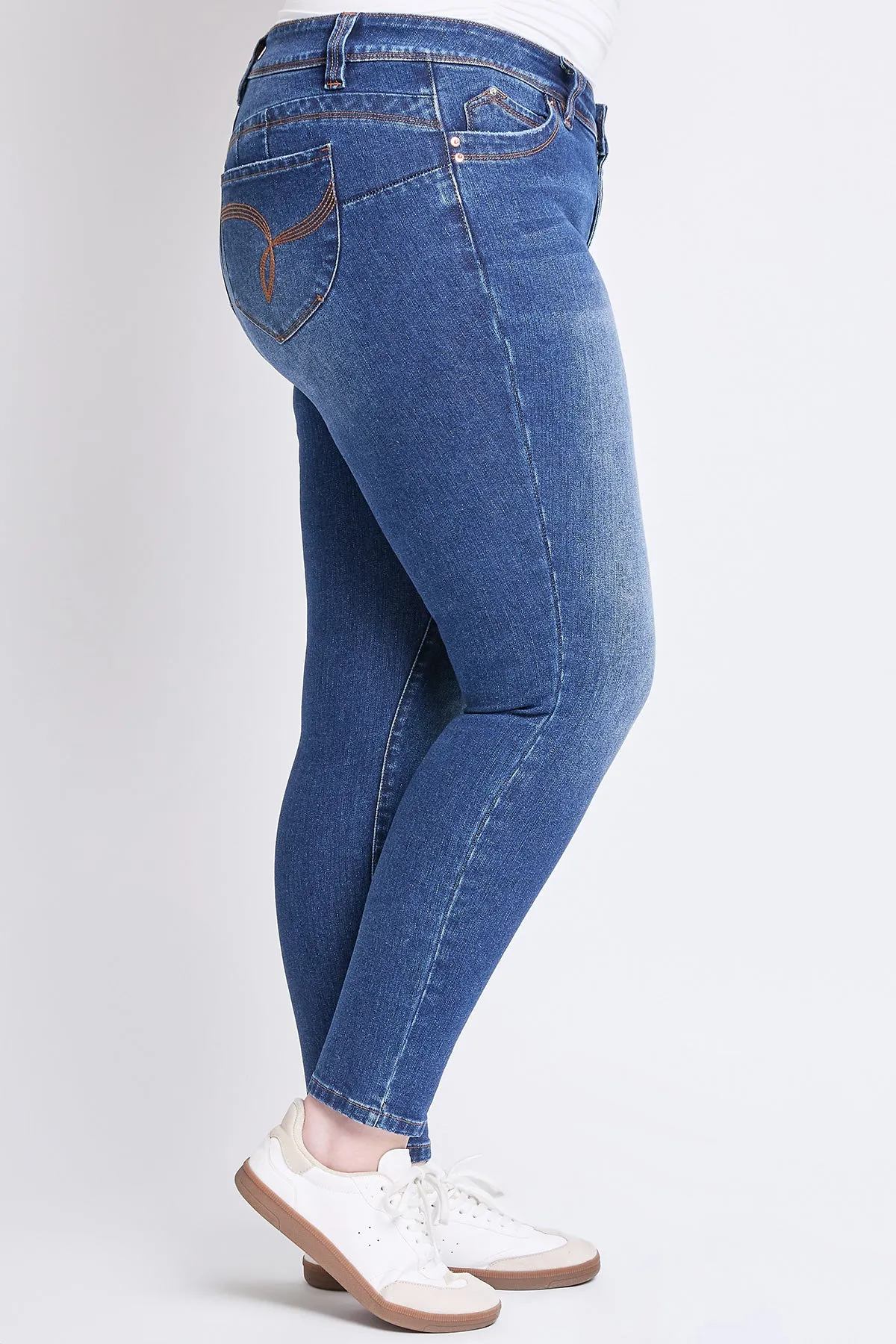 Women's Plus WannaBettaButt Mid Rise Embroidered Skinny Jean