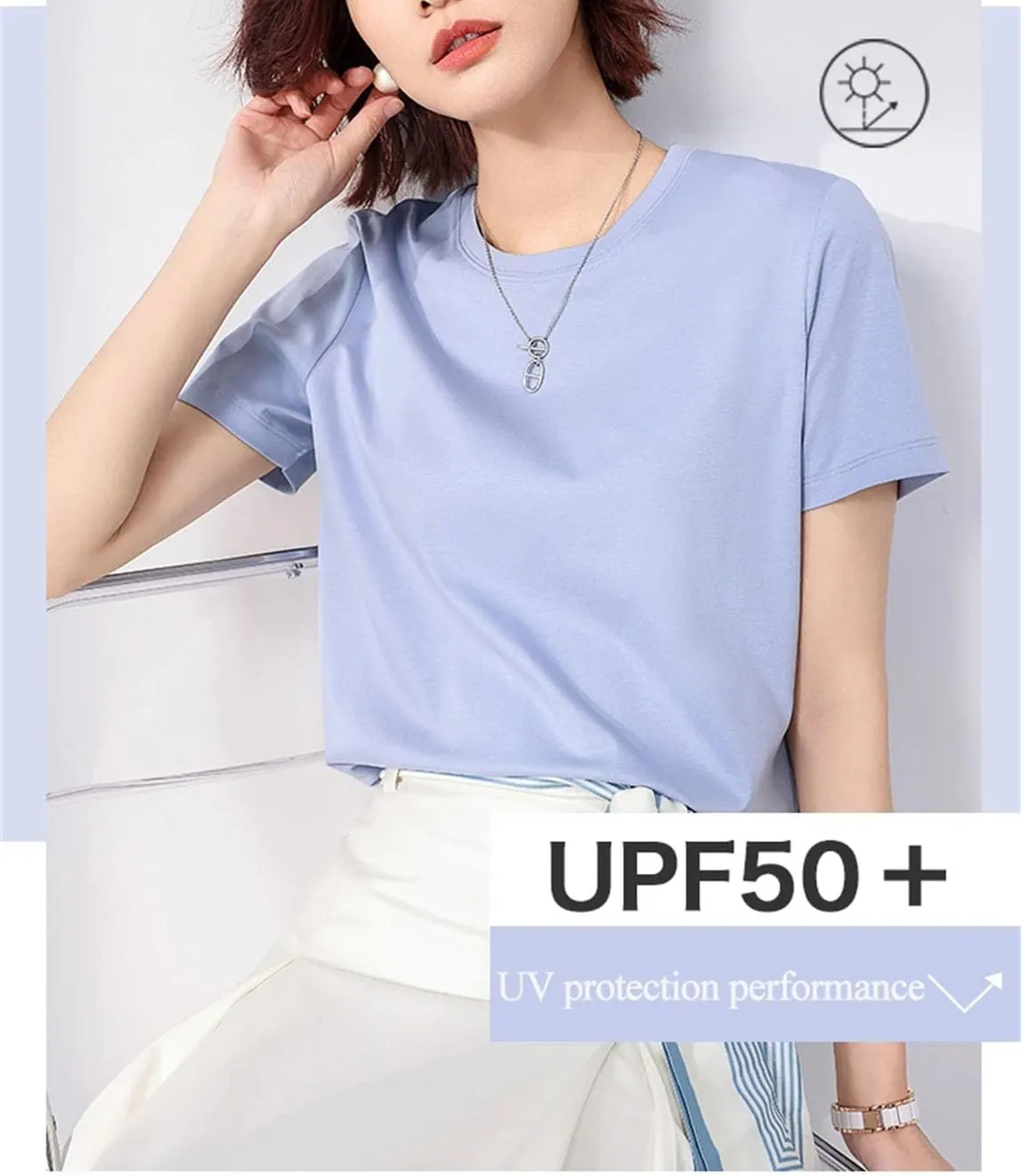 Women’S Silk Cotton T-Shirt O-Neck Short Sleeve Solid Spring Casual Basic Top