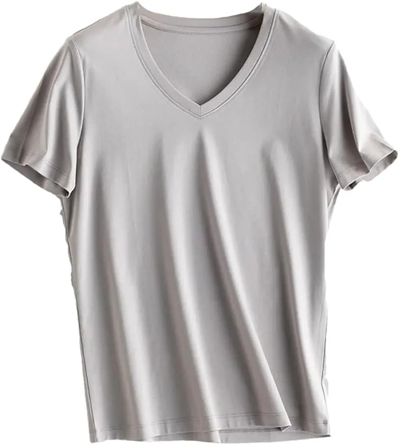 Women’S Silk Cotton T-Shirt O-Neck Short Sleeve Solid Spring Casual Basic Top