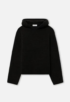 Wool Waffle Knit Poncho / Black