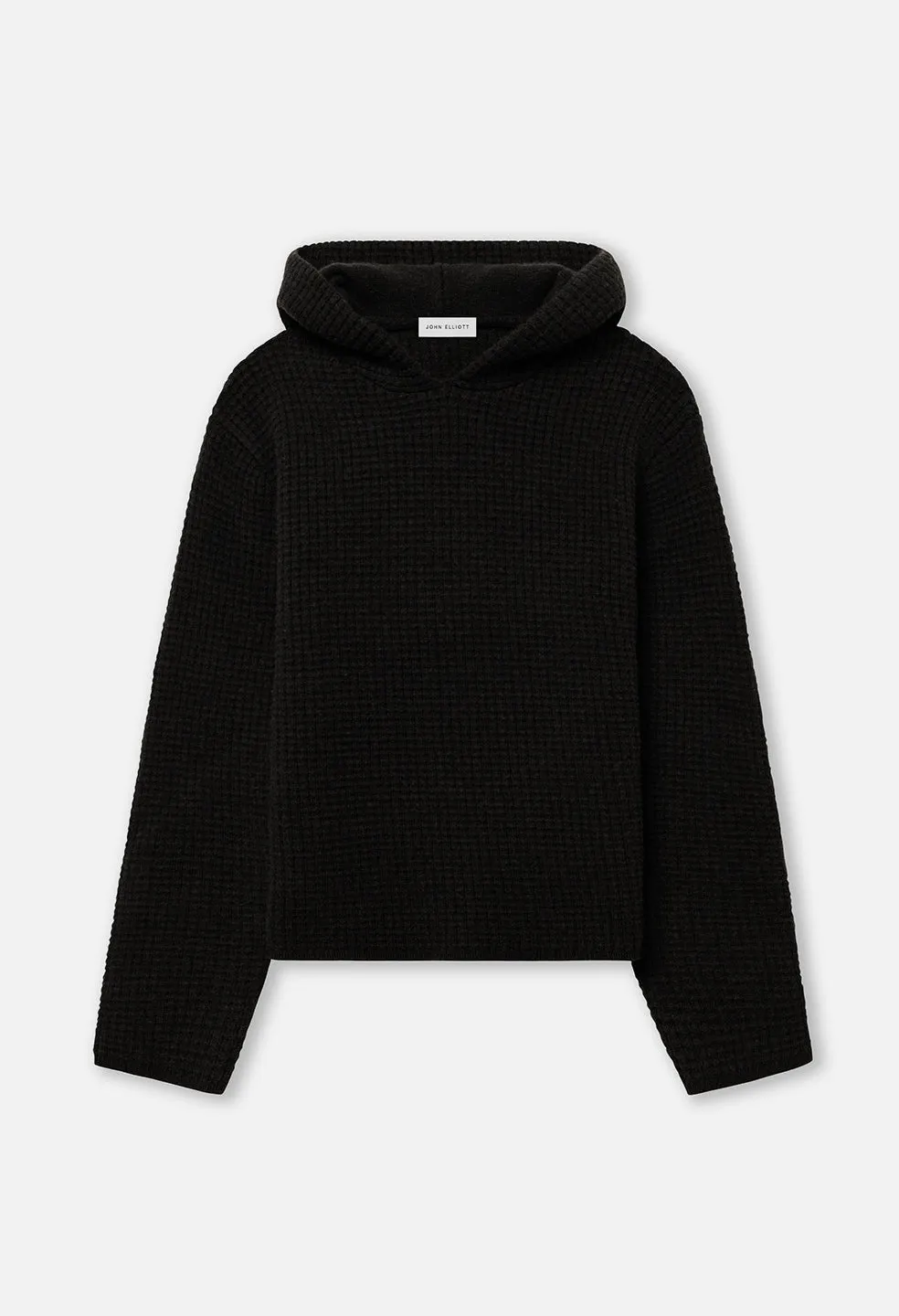 Wool Waffle Knit Poncho / Black