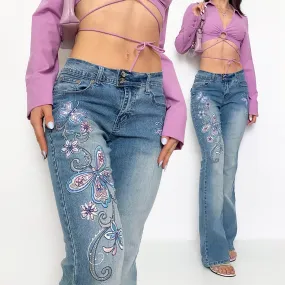 Y2K Angels Butterfly Embellished Jeans
