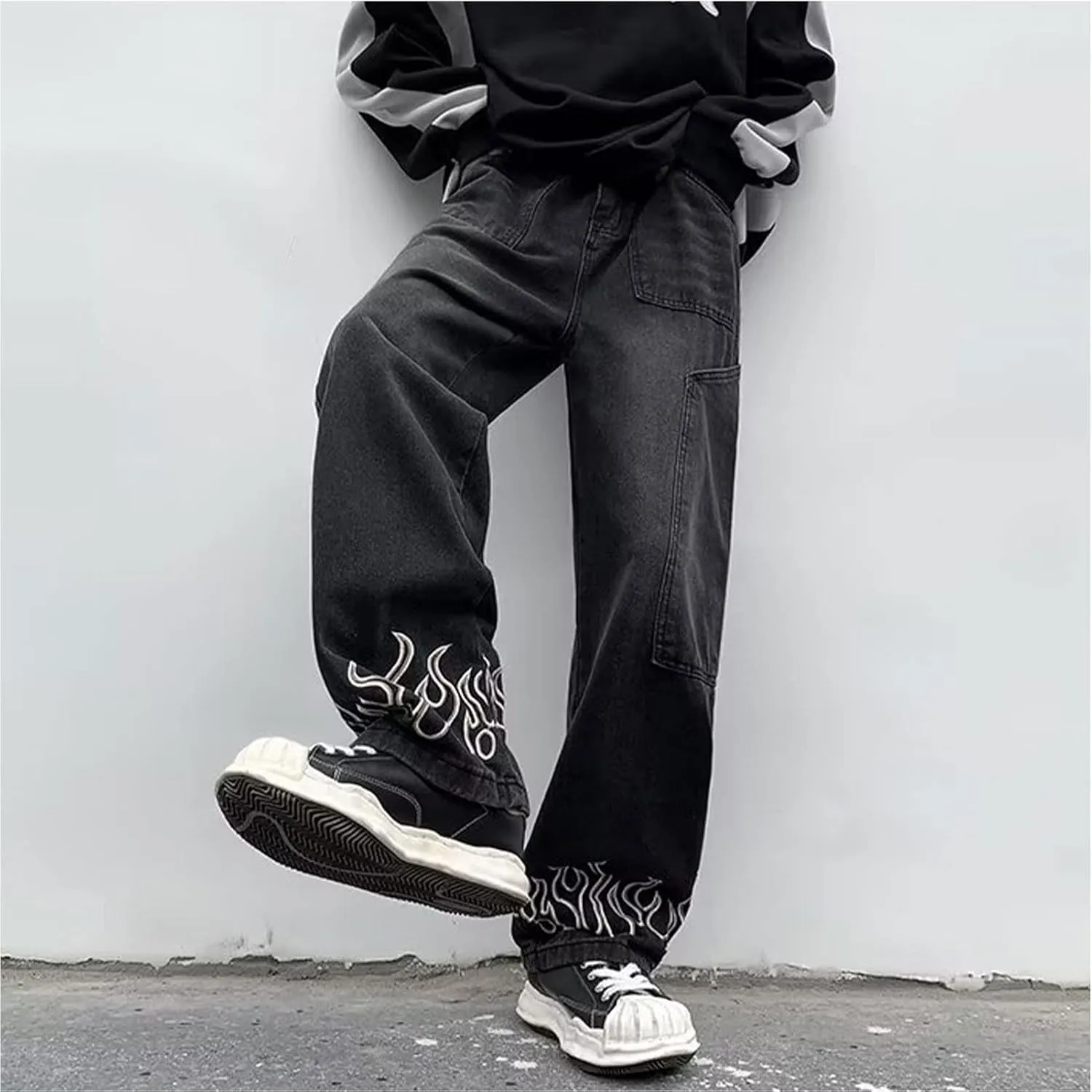 Y2k Baggy Jeans Gothic Denim Men's Pants Relaxed Fit Cargos Pants Sweatpants Work Trousers