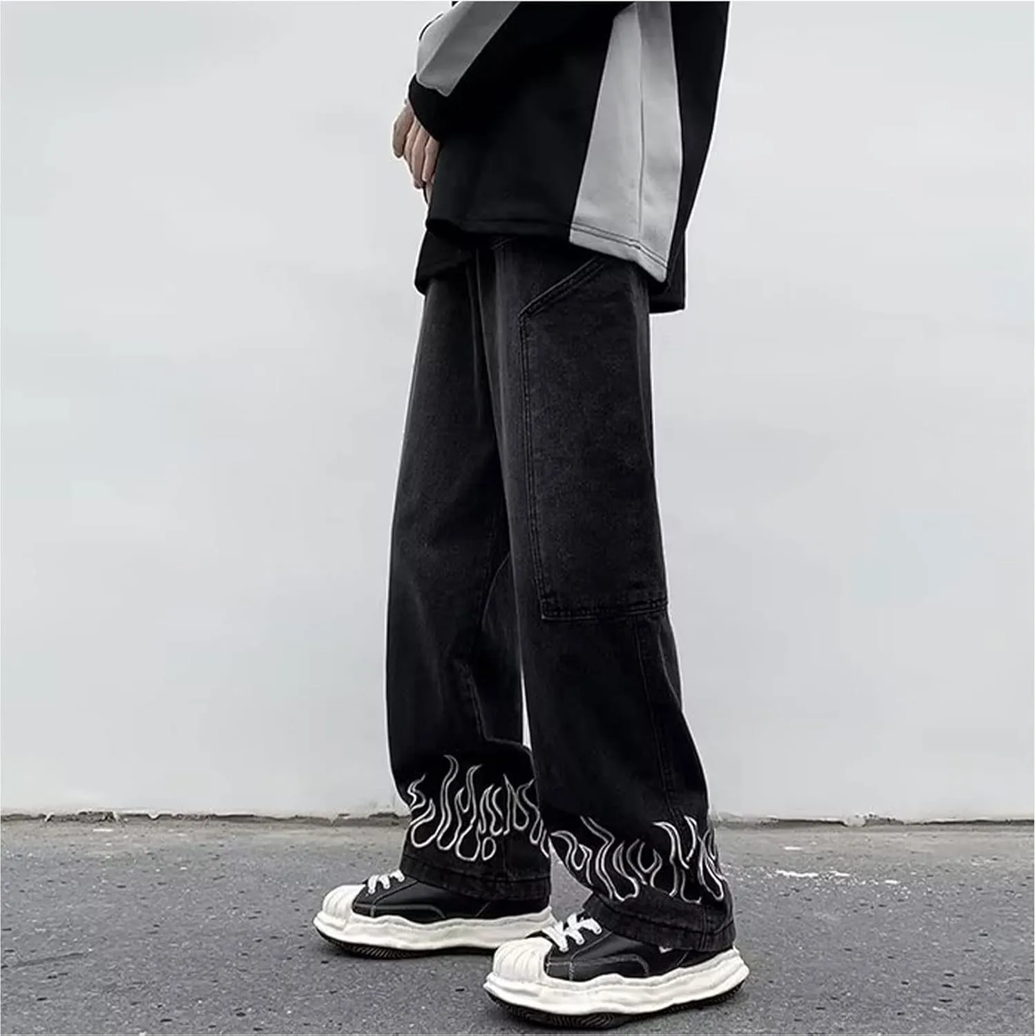Y2k Baggy Jeans Gothic Denim Men's Pants Relaxed Fit Cargos Pants Sweatpants Work Trousers