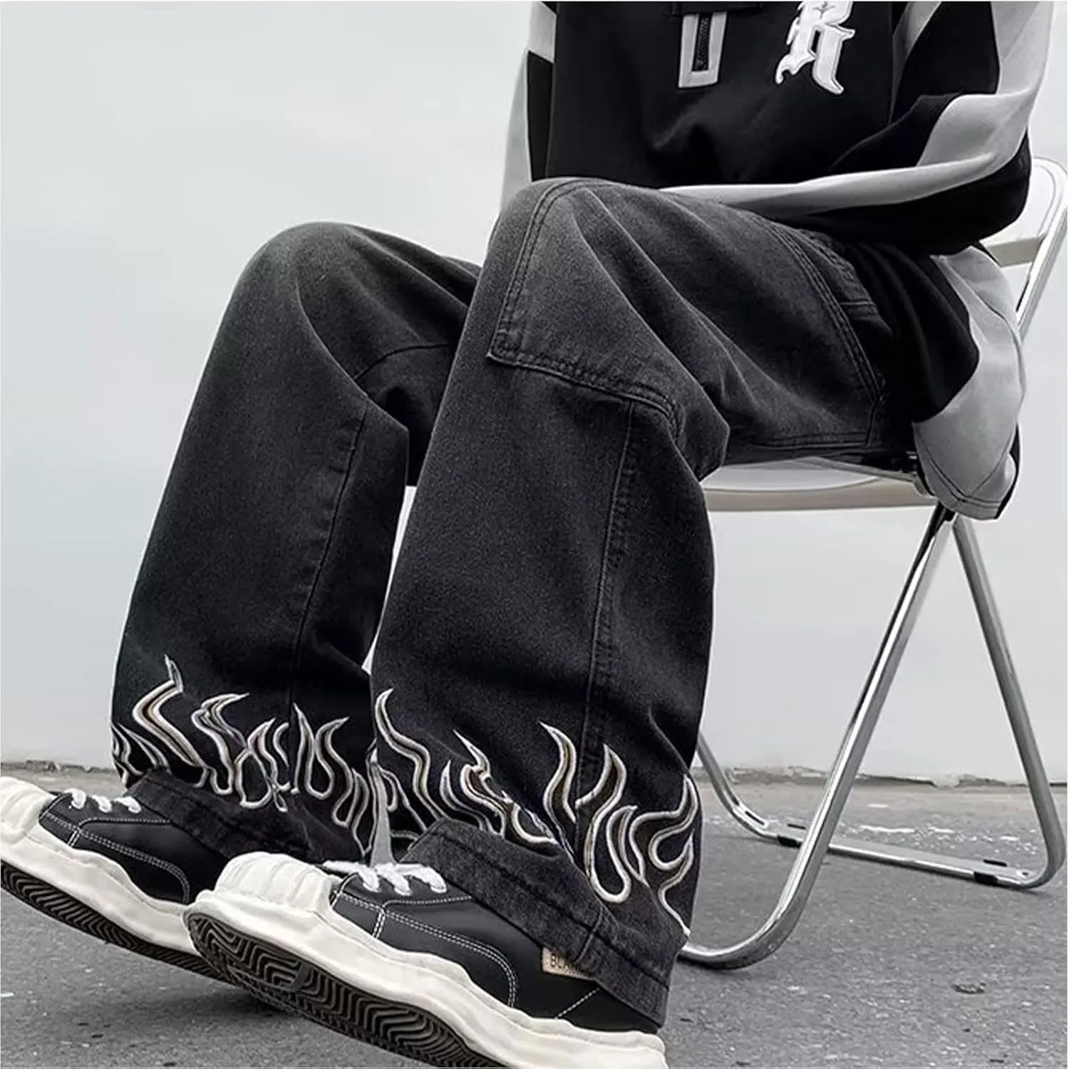 Y2k Baggy Jeans Gothic Denim Men's Pants Relaxed Fit Cargos Pants Sweatpants Work Trousers