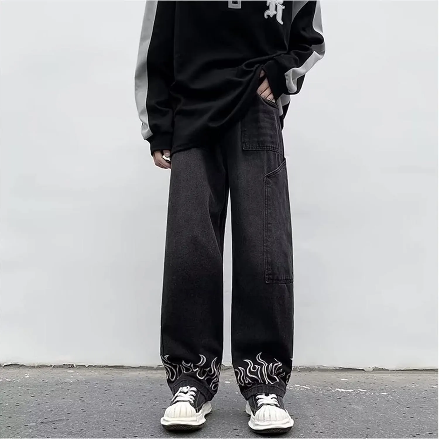 Y2k Baggy Jeans Gothic Denim Men's Pants Relaxed Fit Cargos Pants Sweatpants Work Trousers