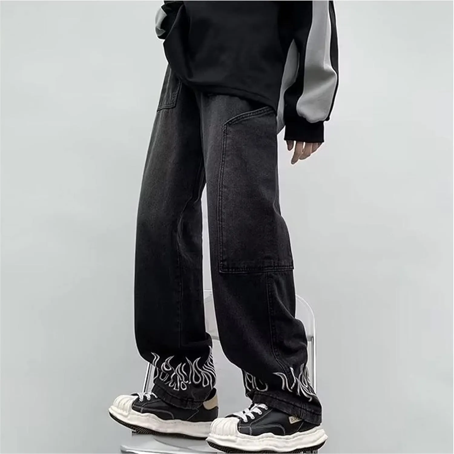 Y2k Baggy Jeans Gothic Denim Men's Pants Relaxed Fit Cargos Pants Sweatpants Work Trousers