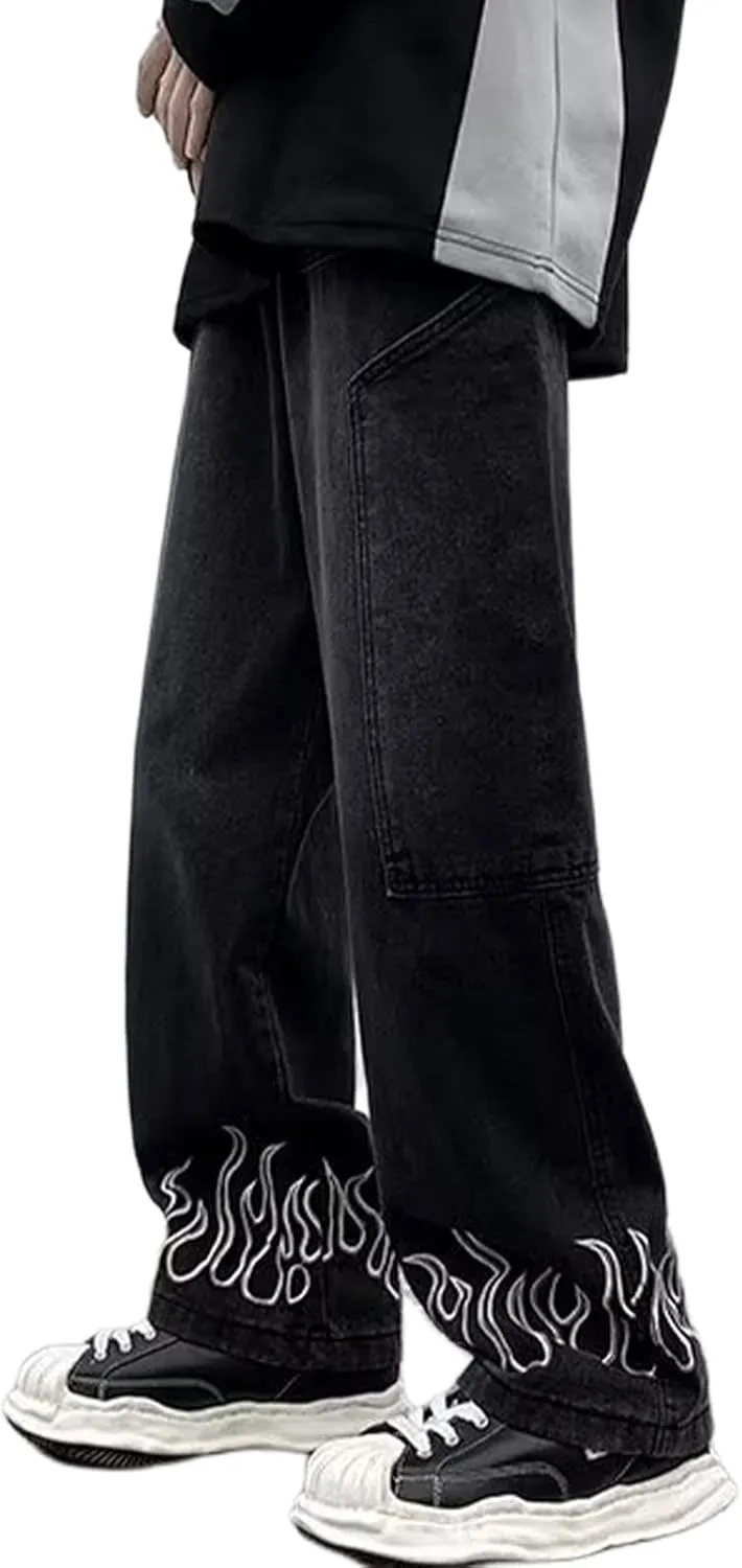 Y2k Baggy Jeans Gothic Denim Men's Pants Relaxed Fit Cargos Pants Sweatpants Work Trousers