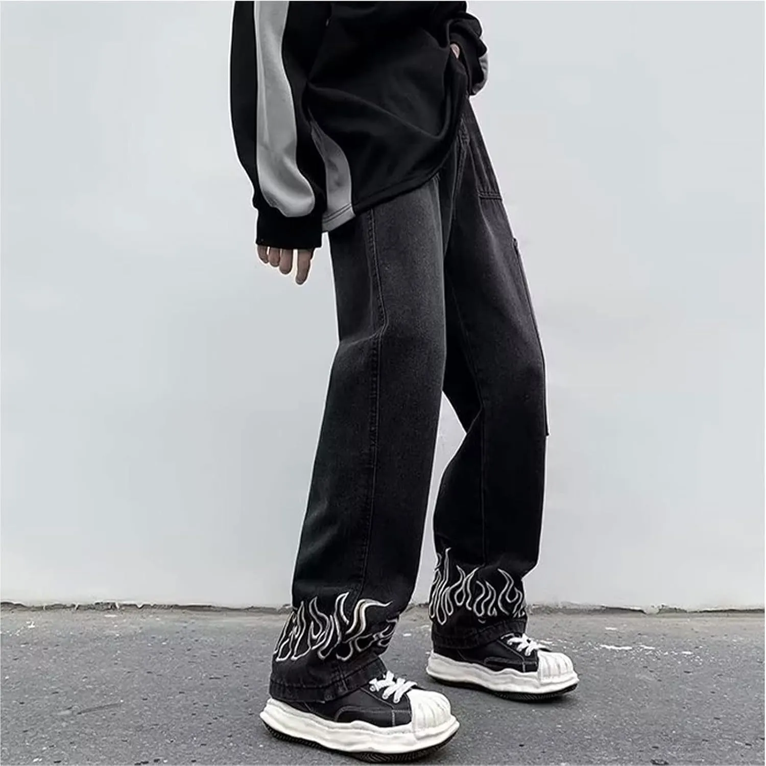 Y2k Baggy Jeans Gothic Denim Men's Pants Relaxed Fit Cargos Pants Sweatpants Work Trousers