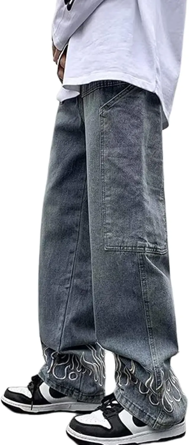 Y2k Baggy Jeans Gothic Denim Men's Pants Relaxed Fit Cargos Pants Sweatpants Work Trousers