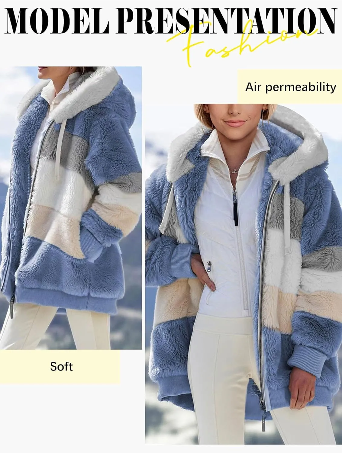 Ytfsrukp Jacket for Women 2023 Fall Winter Sherpa Fleece Jackets Full Zip Long Sleeve Casual Fuzzy Hooded Jacket Coats