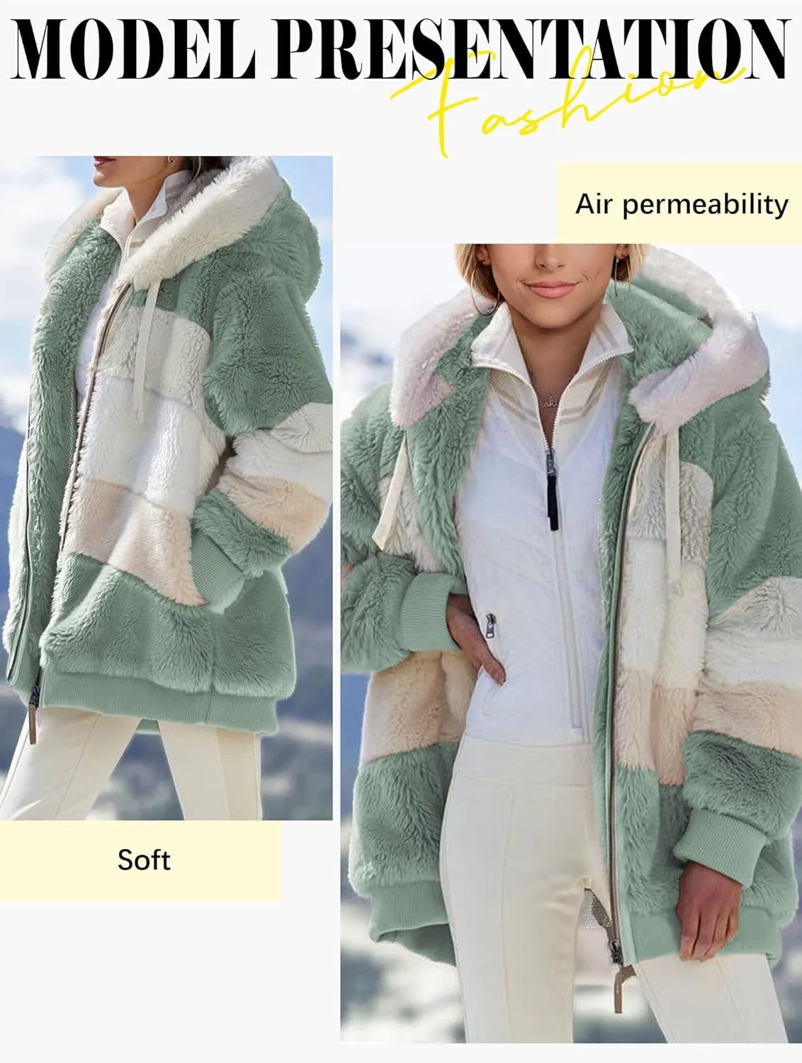 Ytfsrukp Jacket for Women 2023 Fall Winter Sherpa Fleece Jackets Full Zip Long Sleeve Casual Fuzzy Hooded Jacket Coats