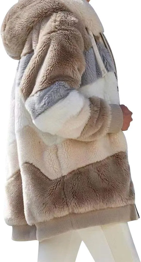 Ytfsrukp Jacket for Women 2023 Fall Winter Sherpa Fleece Jackets Full Zip Long Sleeve Casual Fuzzy Hooded Jacket Coats
