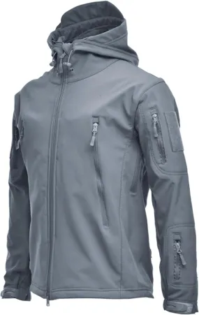 Ytfsrukp Men's Special Ops Tactical Jacket Water-Resistant Softshell Fleece Military Hiking Hooded Coats