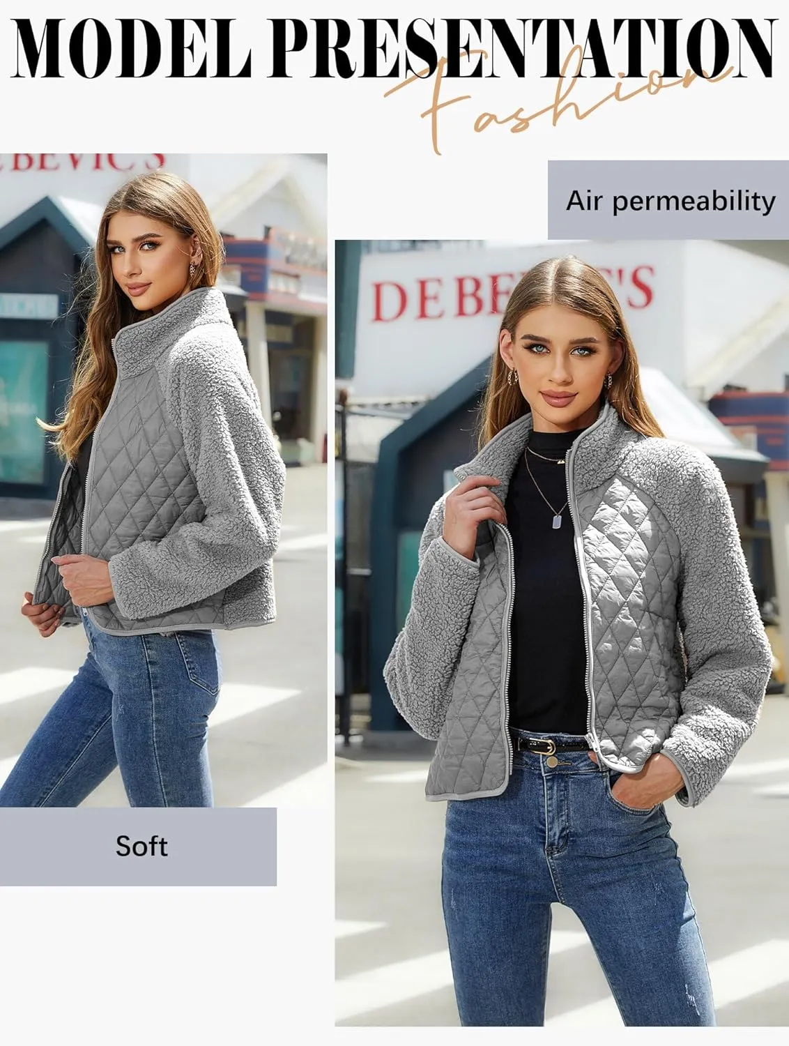 Ytfsrukp Womens Fall Quilted Bomber Jacket Long Sleeve Outerwear Trendy Casual Winter Down Coats Lightweight Puffer Jackets
