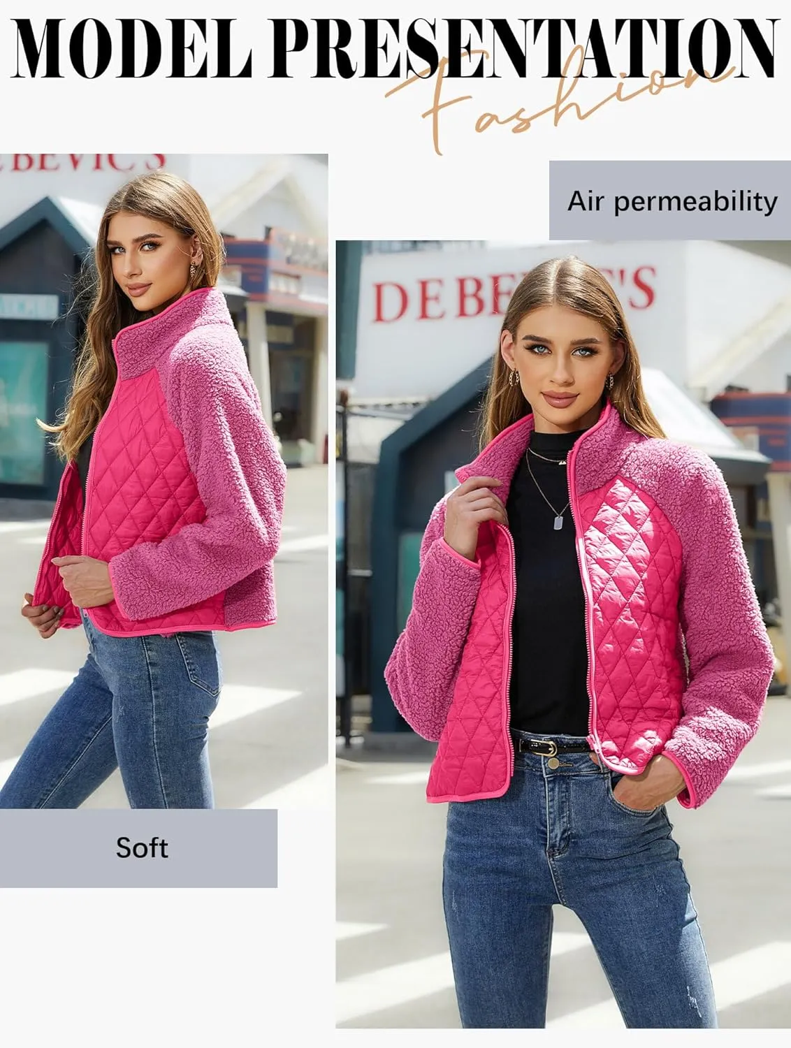 Ytfsrukp Womens Fall Quilted Bomber Jacket Long Sleeve Outerwear Trendy Casual Winter Down Coats Lightweight Puffer Jackets